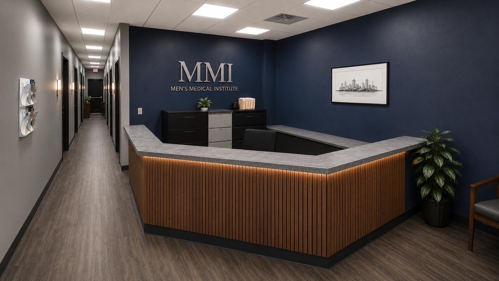 Reception area at Men's Medical Institute in St. Louis